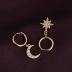 Studded Star Moon Hoop Earrings