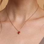 Red Emerald Heart Pendant Necklace